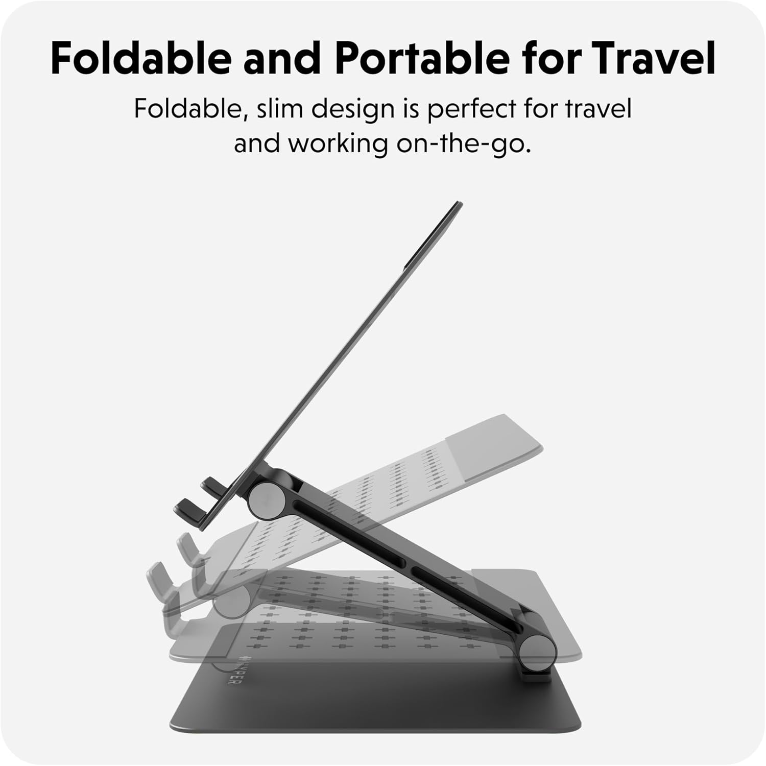 Hyperspace Adjustable Laptop Stand — Sleek, Foldable, Portable Aluminum Laptop Stand for 16” Devices — Height Adjustable to 22”, Optimal Cooling, Non-Slip Grips - Image 3