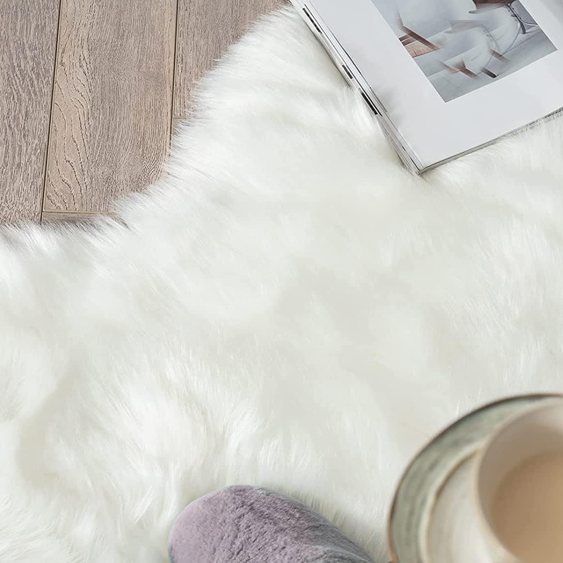 White Faux Sheepskin Fuzzy Fur Rugs for Bedroom Small Machine Washable Fluffy Area Rugs for Living Room 2x4 Shag Nursery Rug - Image 6