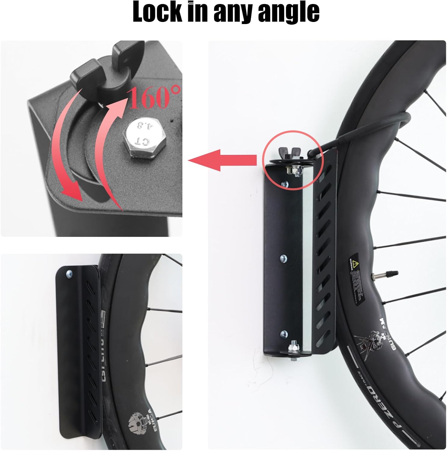 Bike Wall Mount Vertical, Swivel Bike Hangers For Garage, Bike Rack Garage Wall, Bicycle Hooks, Garden Indoor Outdoor Storage, All Metal (1Pack) - Image 4