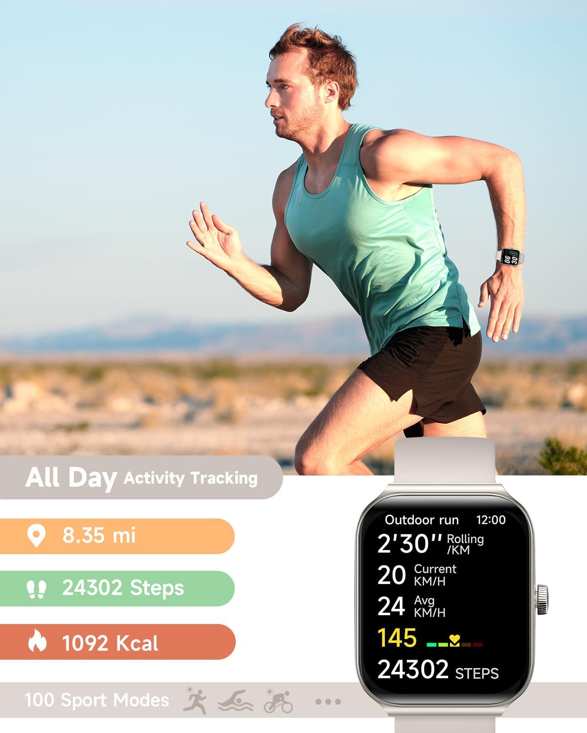 Smart Watch for Men Women Alexa Built-in, 1.95" Fitness Tracker with Answer/Make Calls, IP68 Waterproof/Sleep Tracker/Heart Rate/100 Sports, Fitness Watch Compatible iOS Android - Image 6