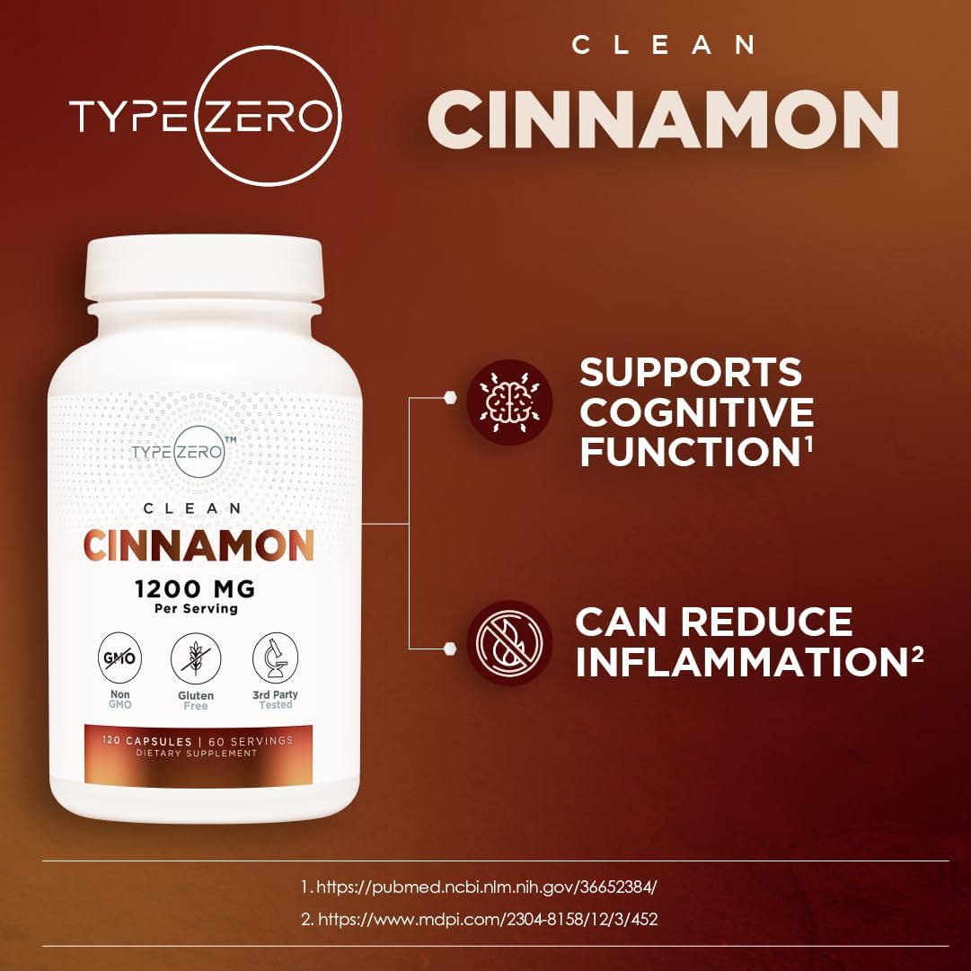Type Zero Ceylon Cinnamon Capsules (1200mg | 120 Capsules) - Natural, Non-GMO, Gluten Free, Organic Cinnamon Supplement - Image 7