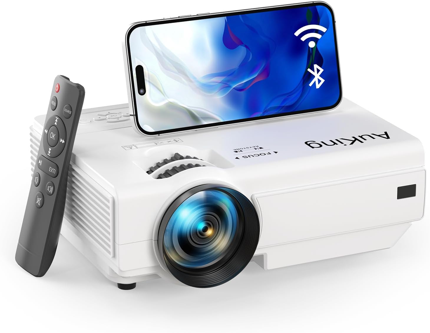 AuKing Mini Projector with WiFi and Bluetooth, 2025 Upgraded 1080P HD Projector, 200'' Portable Movie Projector, Compatible with HDMI/USB/VGA/AV/Smartphone/TV Box/Laptop(White) - Image 2