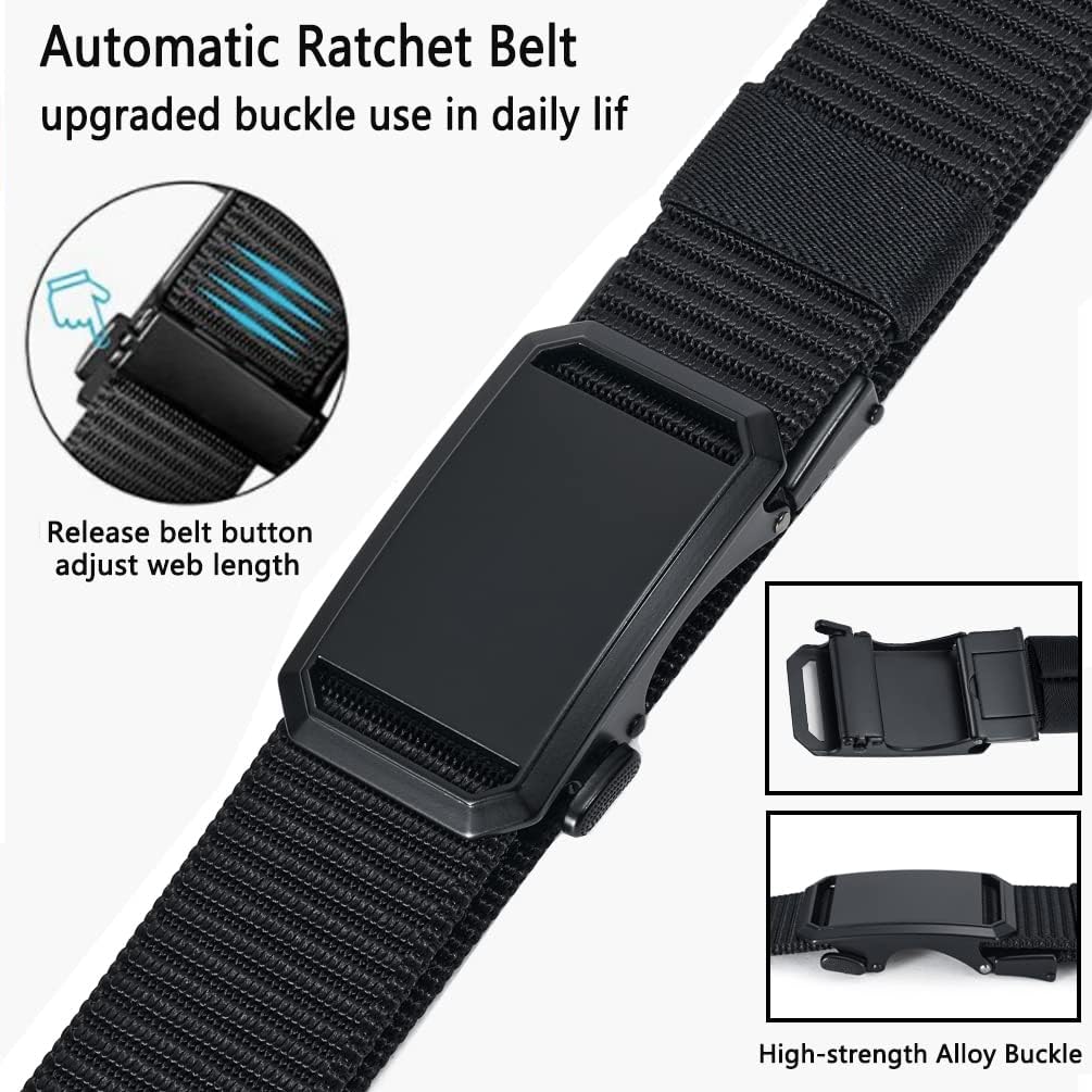LionVII Ratchet Belts for Men - Fashion Belt Man Nylon Fabric 1 3/8" for Casual Jeans - Adjustable Trim to Fit 27-46" Waist - Image 4