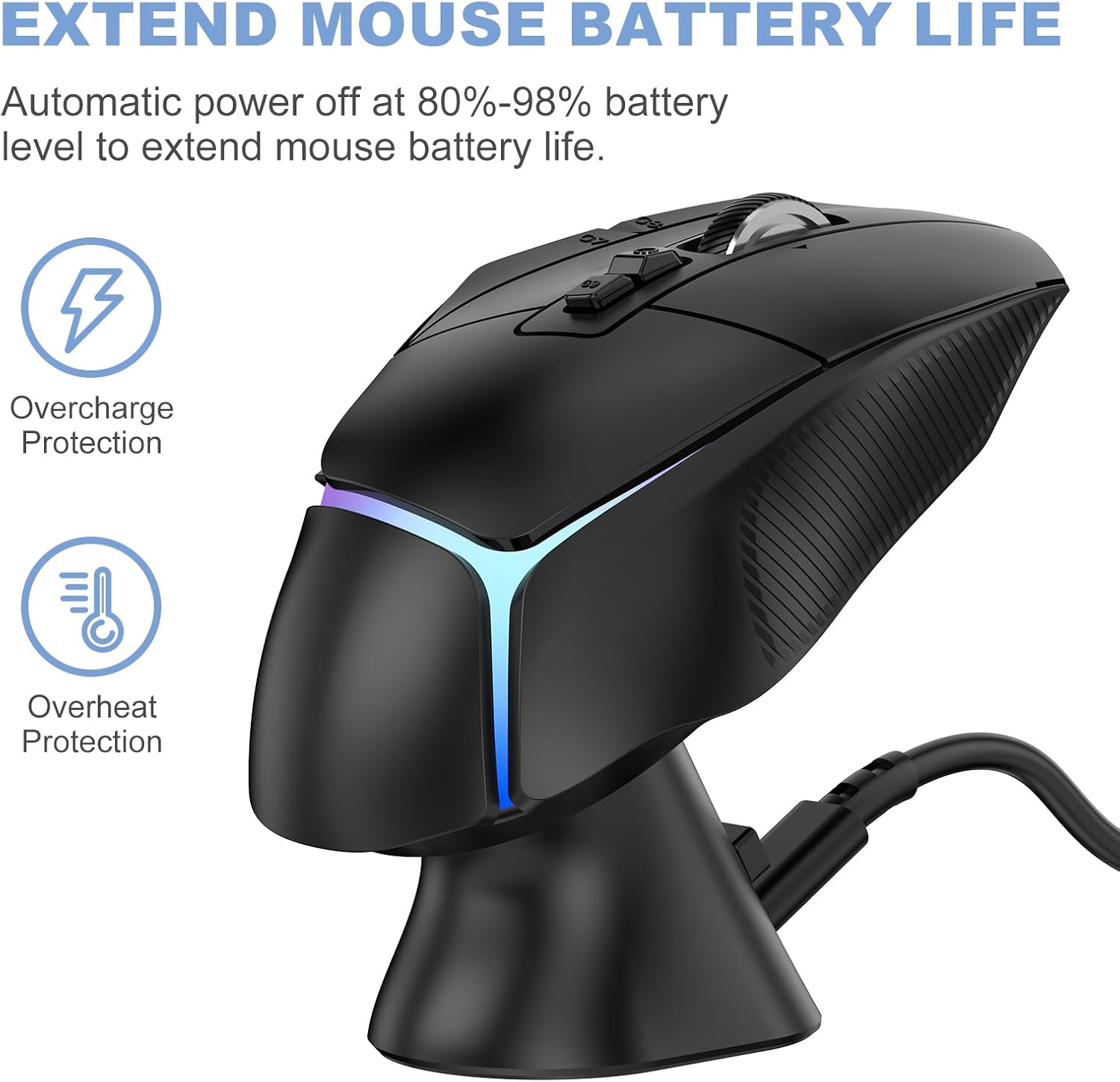 Charging Dock for Logitech Computer Mouse G Pro X Superlight 2/1,G502/G502X/G502X Plus Lightspeed,G703,G903 Lightspeed and G PRO Computer Mice Powerplay Charging System - Image 3