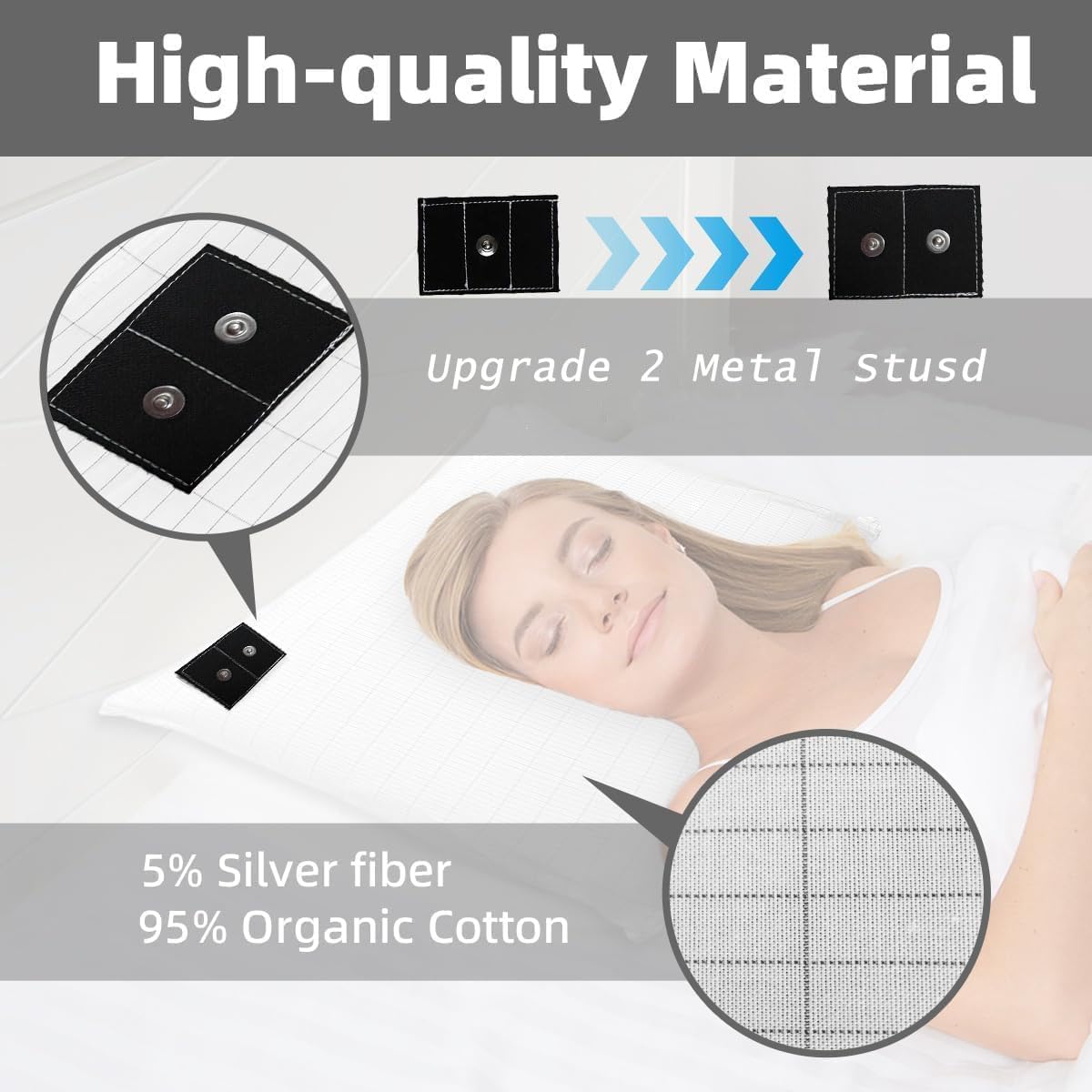 24''x110''Organic Grounding Sheet 10% Silver for Bed Sleeping Therapy with 15ft Grounding Cord for Better Health (Gray) - Image 6