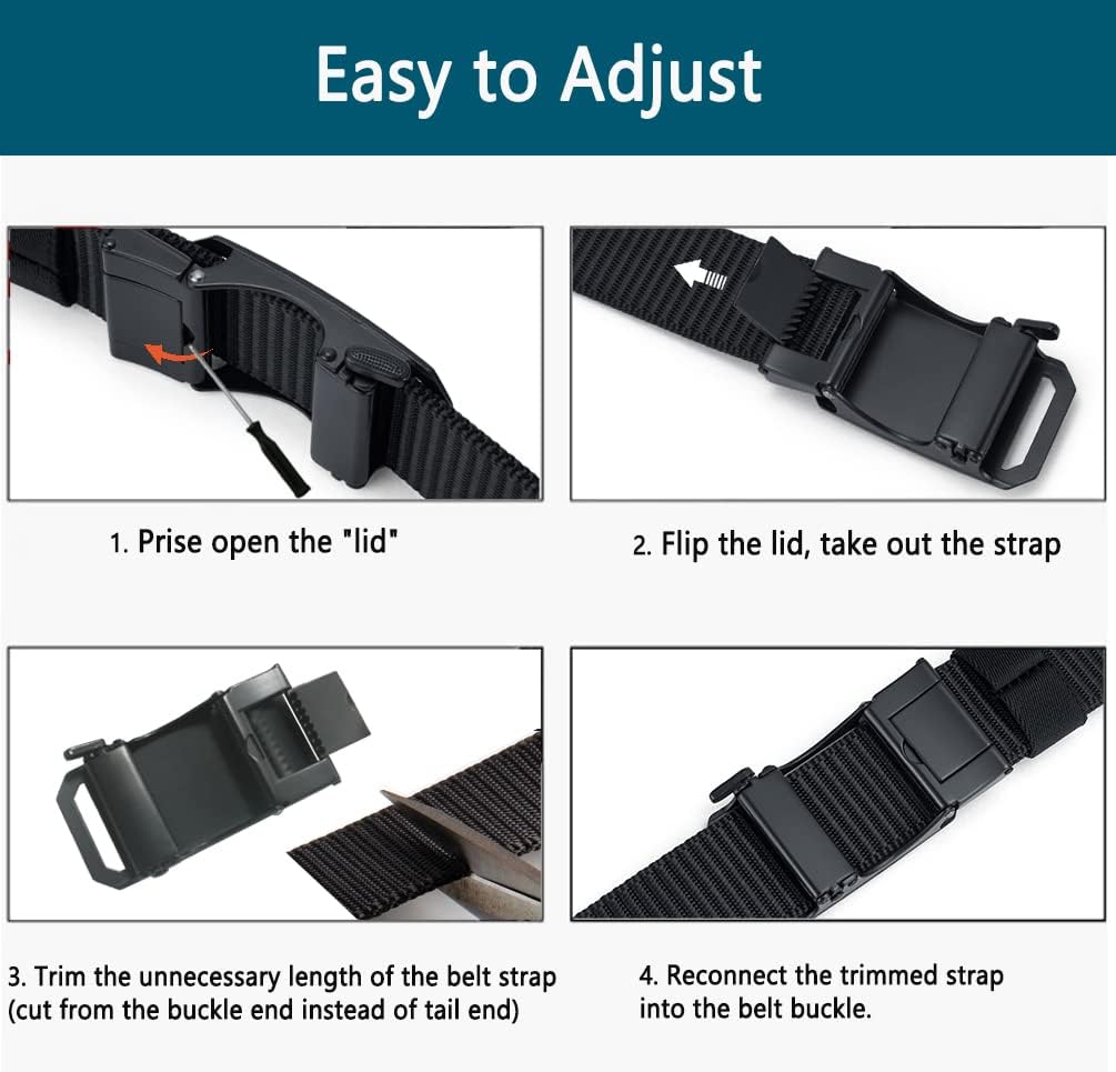 LionVII Ratchet Belts for Men - Fashion Belt Man Nylon Fabric 1 3/8" for Casual Jeans - Adjustable Trim to Fit 27-46" Waist - Image 8