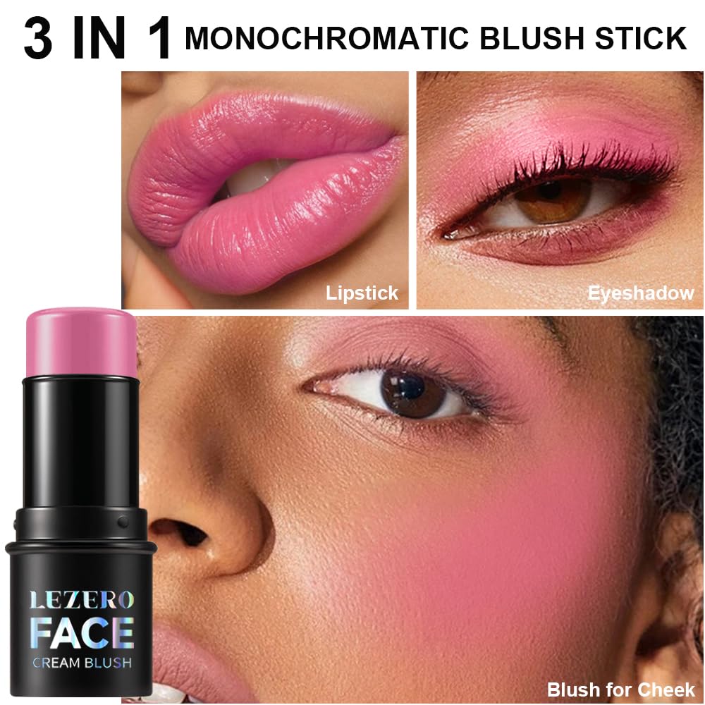 Blush Stick, Multi-use Blush Stick for Cheeks, Eyes, Lips, Silky Creamy Face Stick for Old Women & Mature Skin, Blendable and Buildable Color, Long Lasting Waterproof Non-greasy Formula (#10, Blush) - Image 4