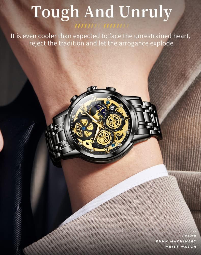 OLEVS Mens Watch Chronograph Luxury Diamond Dress Business Analog Quartz Wrist Watches Stainless Steel Waterproof Luminous - Image 4
