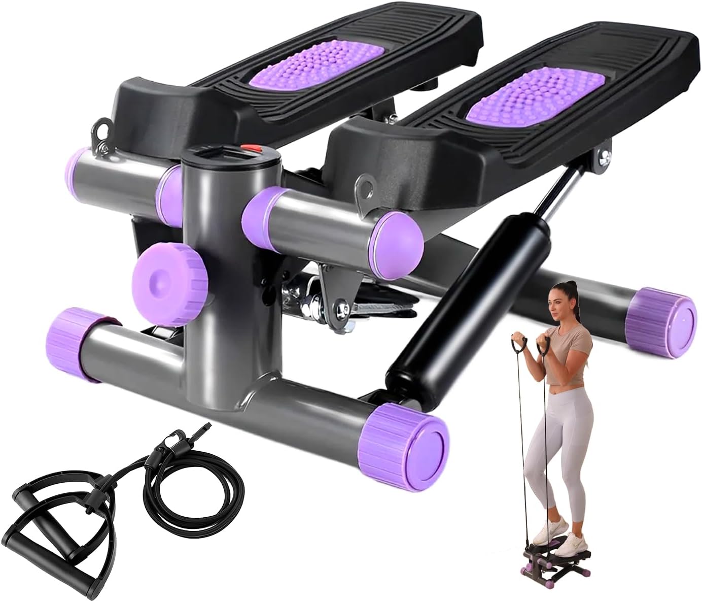 Steppers for Exercise at Home, Mini Stepper with Resistance Bands Quiet Portable Stair Stepper for Buttocks Lifting and Body Shaping - Image 2