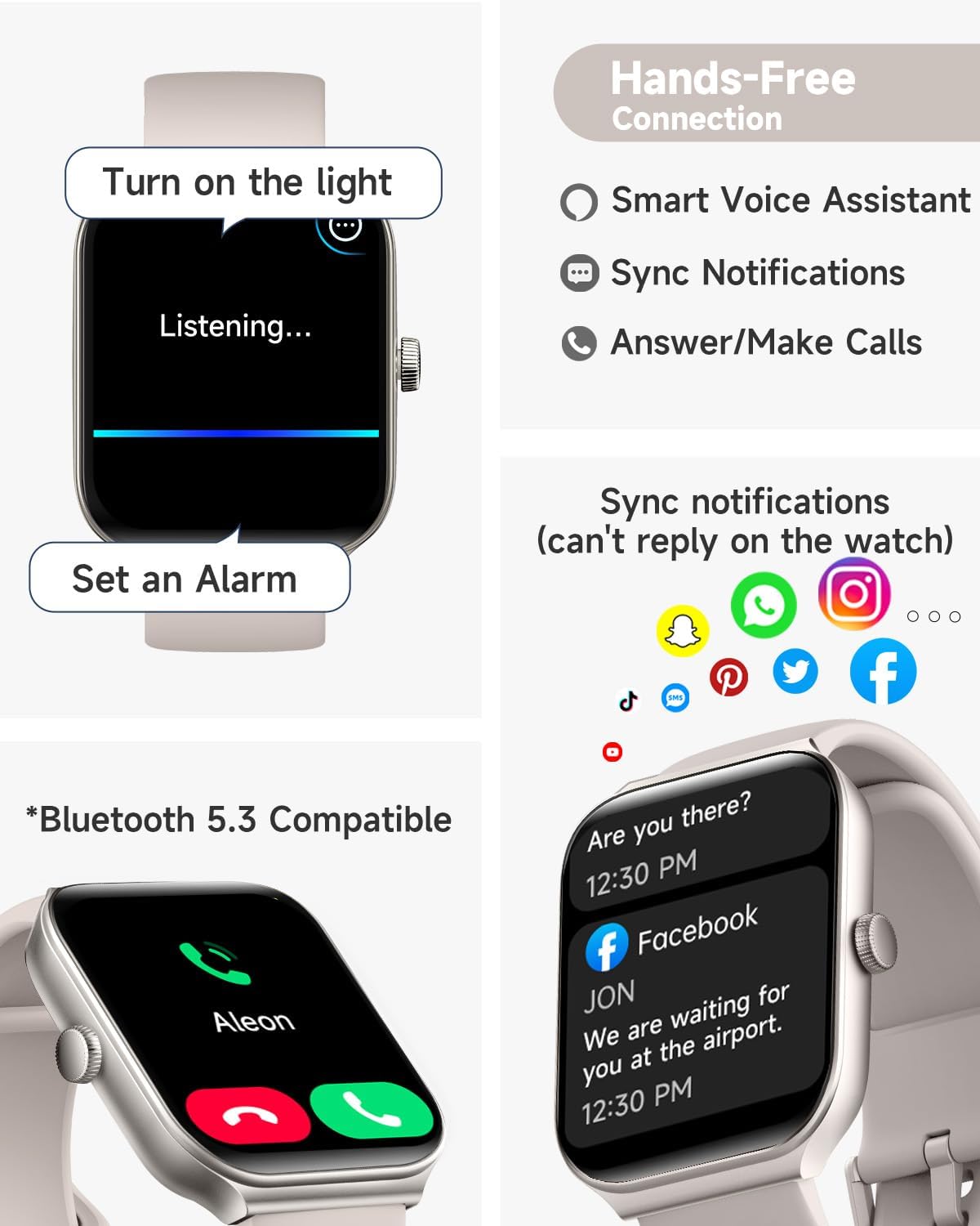 Smart Watch for Men Women Alexa Built-in, 1.95" Fitness Tracker with Answer/Make Calls, IP68 Waterproof/Sleep Tracker/Heart Rate/100 Sports, Fitness Watch Compatible iOS Android - Image 3