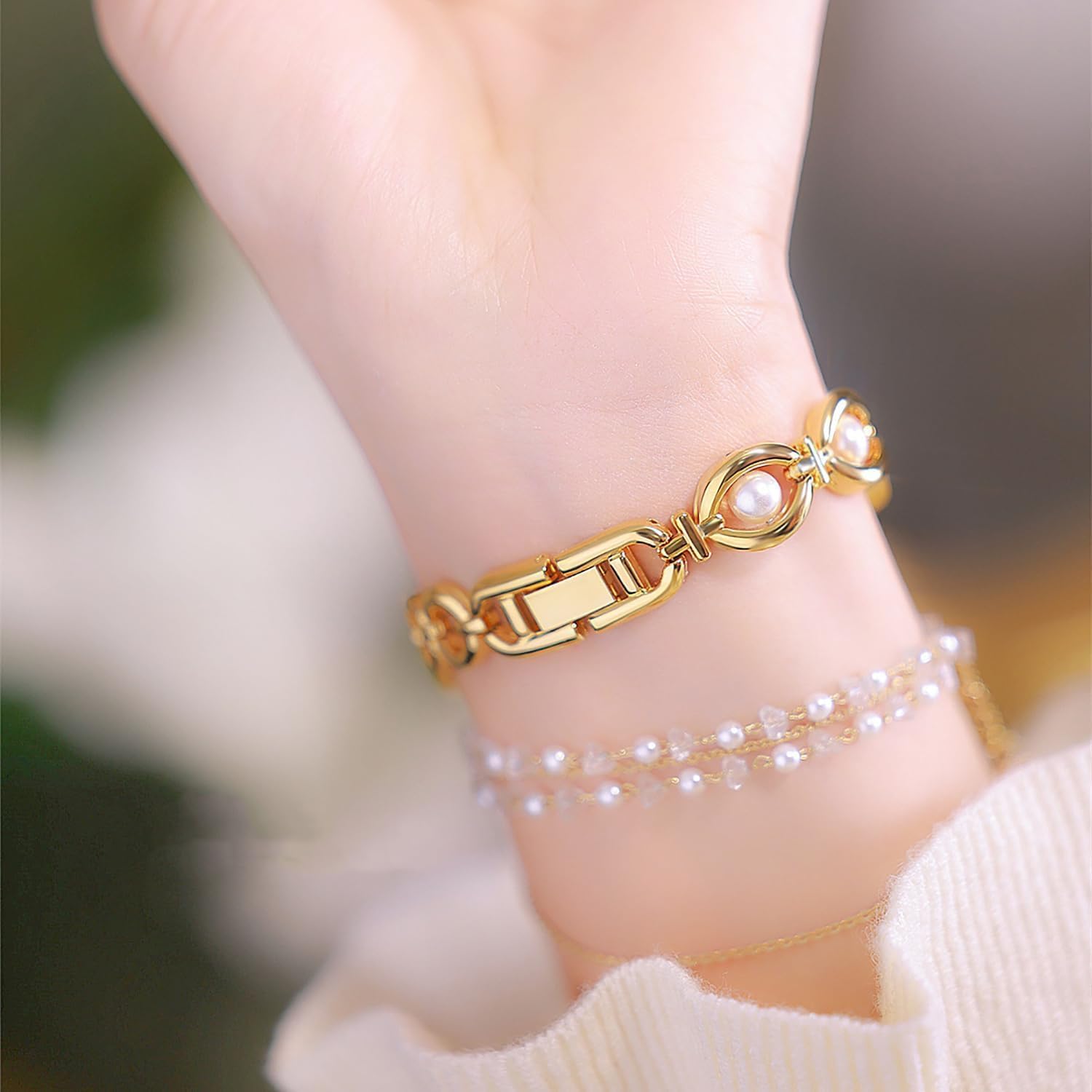 Gosasa Fashion Women's Dress Watch Elegant Pearl Oval dial Ladies Bracelet Waterproof Analog Casual Watch - Image 9