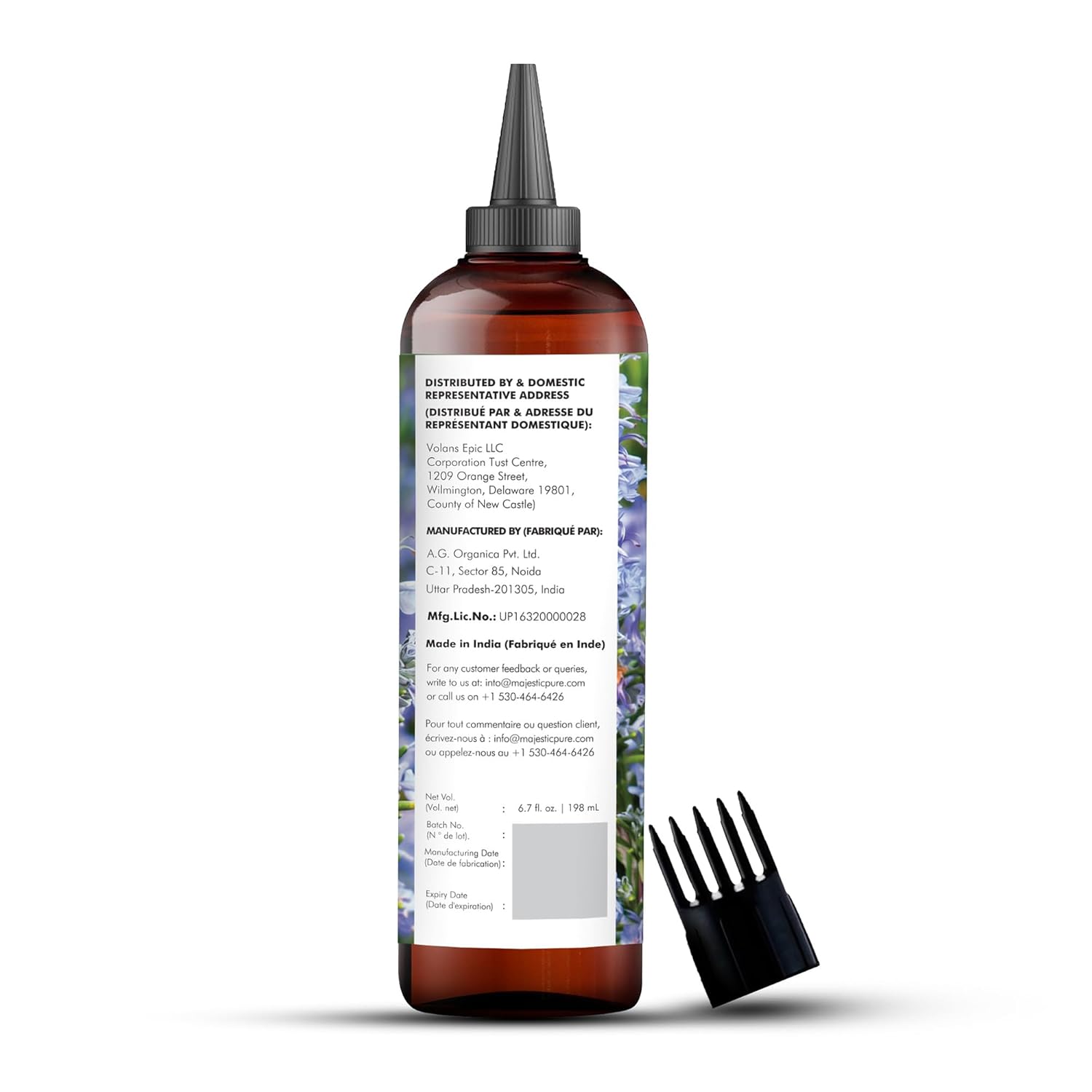 Majestic Pure 100% Pure Rosemary Oil with Biotin for Hair Care, Strengthening, Nourishing, and Volumizing Formula with Jojoba Oil and Castor Oil - Non GMO Verified, 198 ml - Image 9