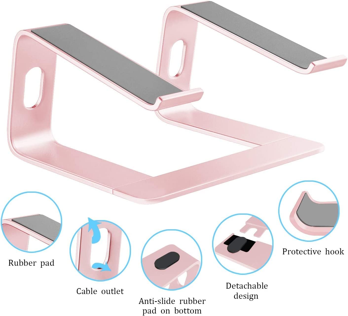 Orionstar Laptop Stand Aluminum Laptop Riser Compatible with Mac MacBook Air Pro 10 to 15.6 Inch Notebook Computer, Ergonomic Elevator Holder (Pink) - Image 4