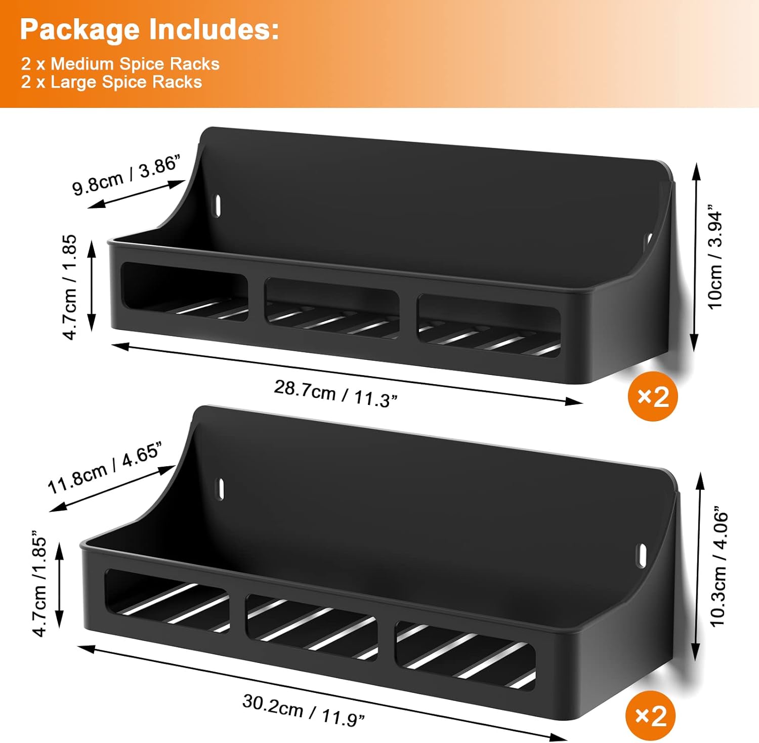 Magnetic Spice Rack for Refrigerator and Oven, 4 Pack Moveable Magnetic Shelves for Spice Jars, Heavy Duty Seasoning Rack Easy To Install For Kitchen Pantry kitchen organizers and storage - Image 6