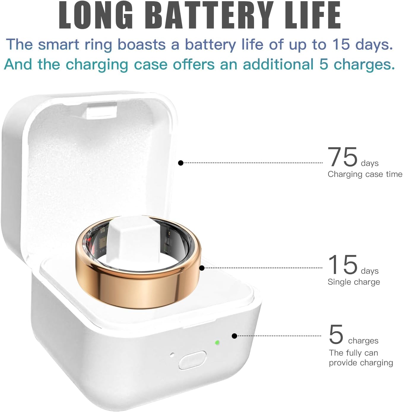 Smart Ring Health Tracker for Women Men, Sleep Tracker with Heart Rate and Blood Oxygen, Fitness Ring for Activity Monitoring, 15 Days Battery, No Subscription, Titanium Alloy (Black, #11) - Image 5