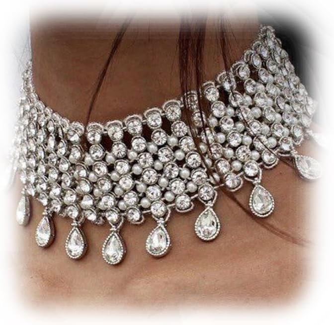 YERTTER Vintage Boho Full Rhinestones Necklaces Tassel Jewelry Set Layered Pendant Statement Chunky Chain Necklace for Women - Image 2