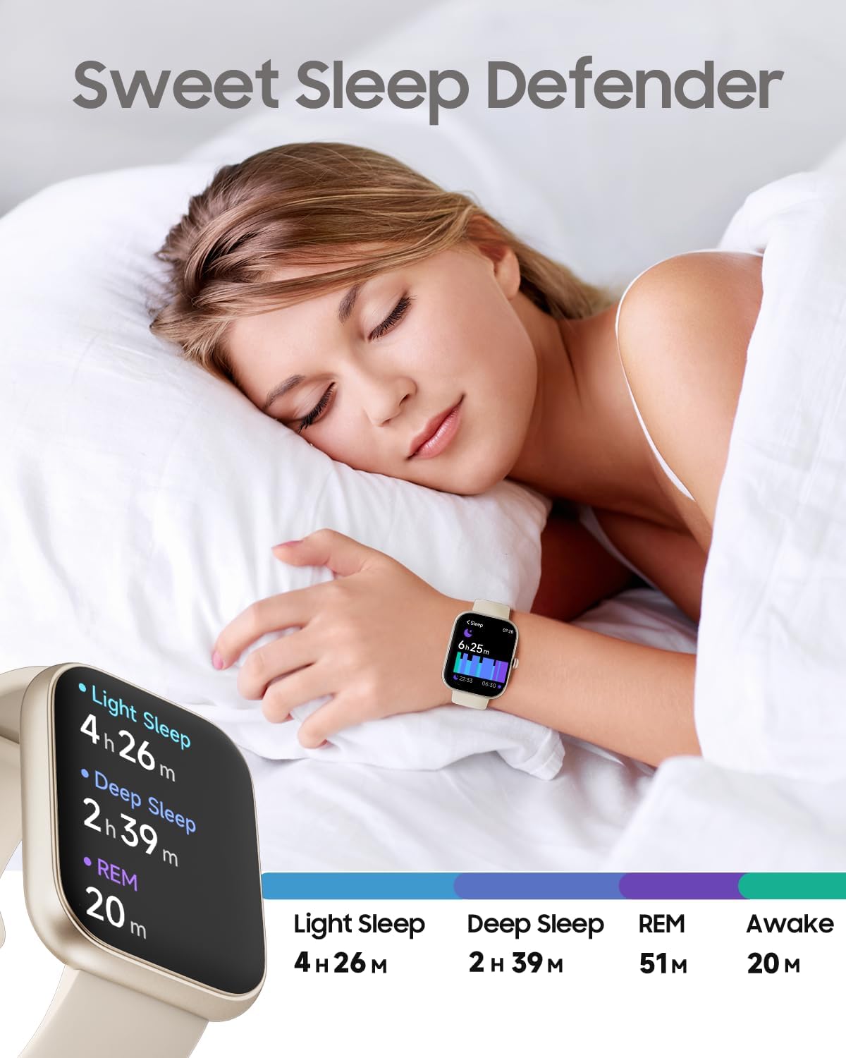 Smart Watch for Women, Alexa Built-in, Answer/Make Calls, 1.91" HD Screen Fitness Watch, IP68 Waterproof, 100 Sports, Heart Rate Monitor, Sleep Tracker, Smartwatch Compatible Android iOS, Beige - Image 7