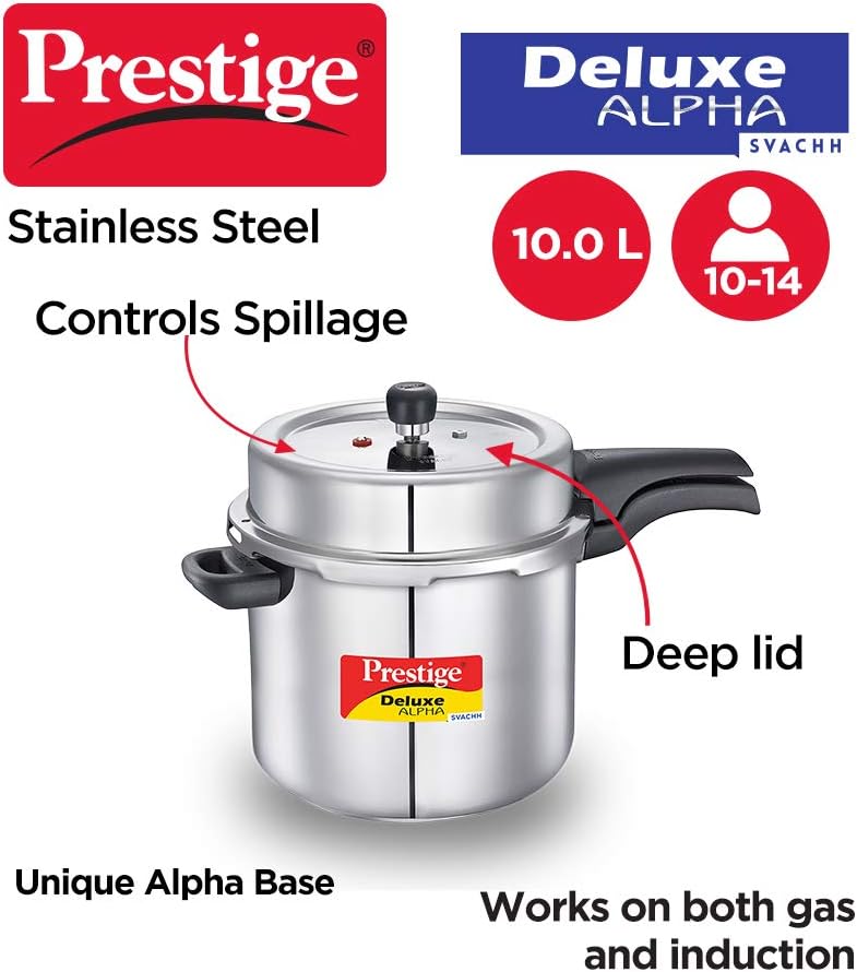 Prestige PRASV10 Pressure Cooker, 10 Liter, SILVER - Image 3