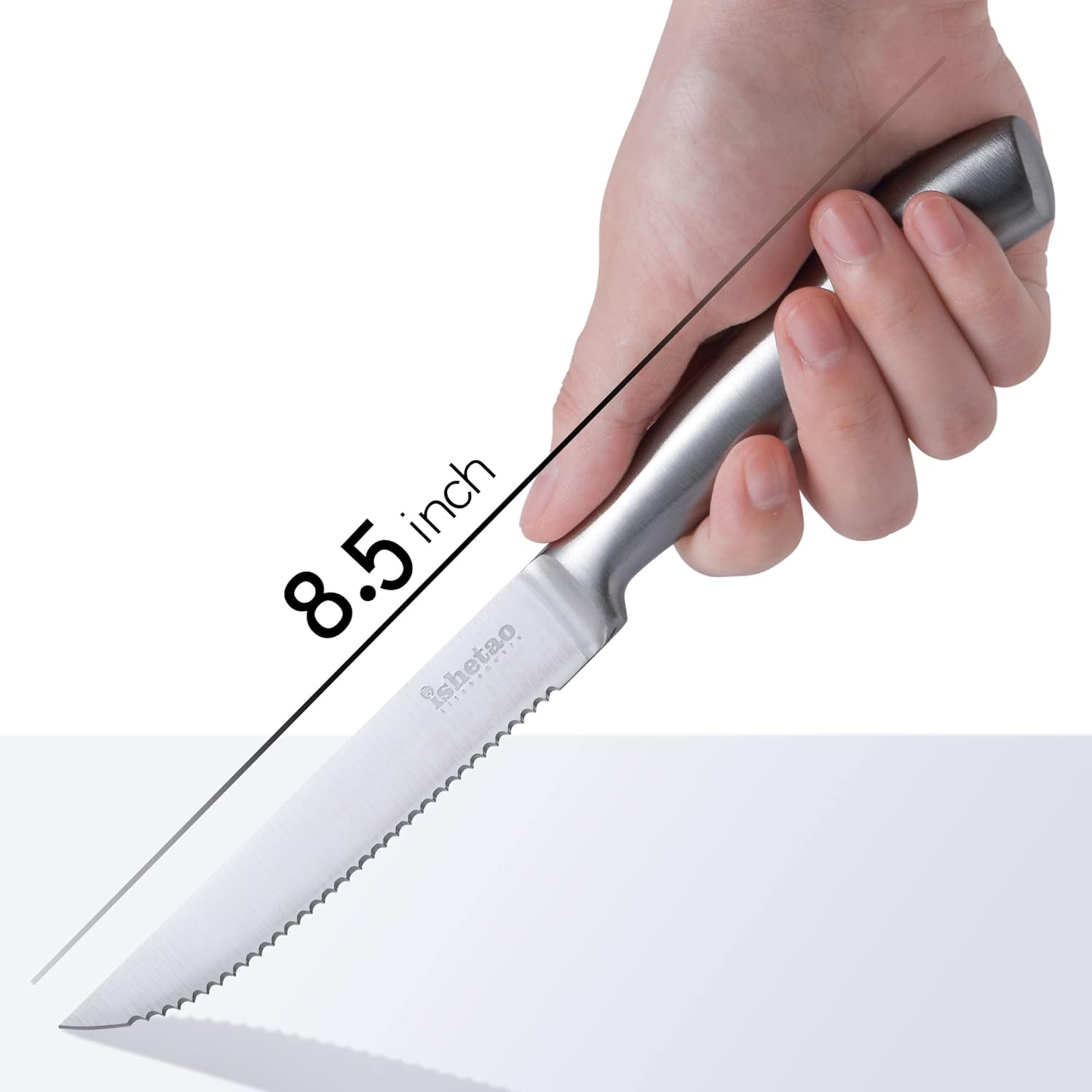 Steak Knife Set of 6, 4.5 inches Dishwasher Safe High Carbon Stainless Steel Knives, Silver - Image 6