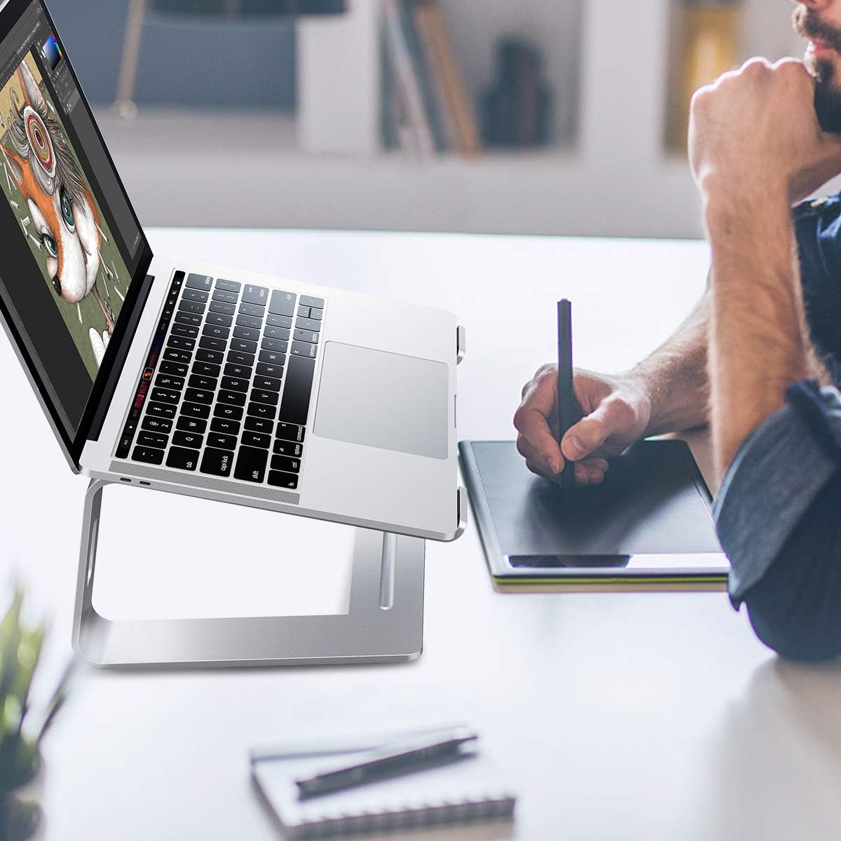 Laptop Stand for Desk, Detachable Laptop Riser Notebook Holder Stand Ergonomic Aluminum Laptop Mount Computer Stand, Compatible with MacBook Air Pro, Dell XPS, Lenovo More 10-18" Laptops - Image 8