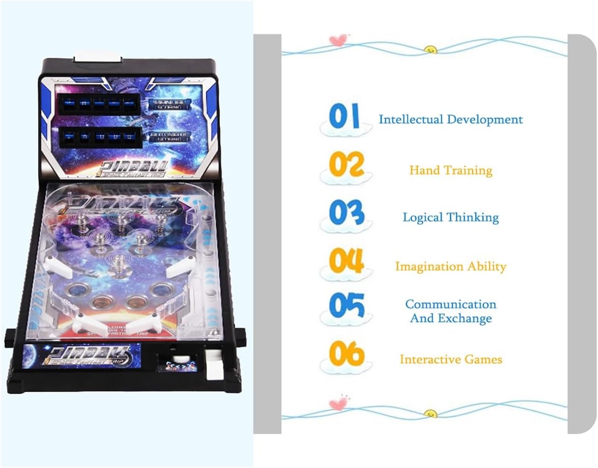 Mini Pinball Games for Adult and Kids, Electronic Pinball Machine Toy with Lights, Sound and Digital Scorekeeper, Portable Tabletop Pinball Toy - Image 5