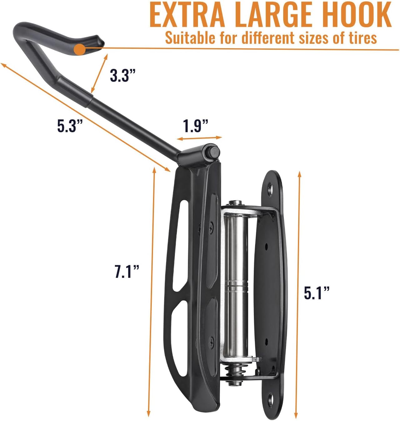 Wallmaster Swivel Double Bearing Design Bike Rack, Wall Mount Bicycles 4-Pack Storage System Vertical Bike Hook for Indoor/Outdoor - Image 4