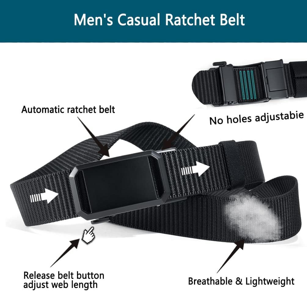LionVII Ratchet Belts for Men - Fashion Belt Man Nylon Fabric 1 3/8" for Casual Jeans - Adjustable Trim to Fit 27-46" Waist - Image 5