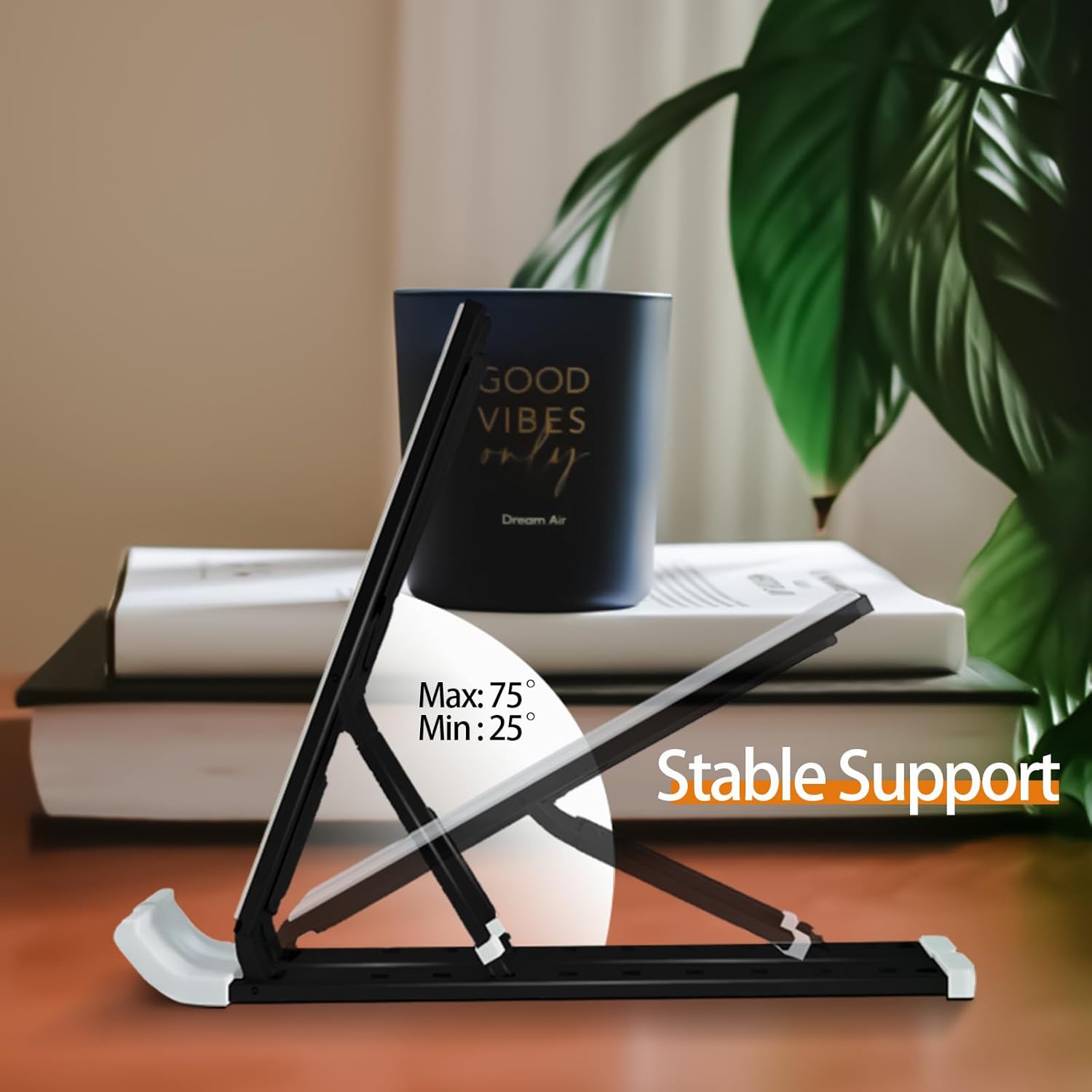 Adjustable Laptop Stand for Desk,Portable Aluminum Laptop Holder Lightweight,Foldable Tablet Stand,Compatible with MacBook Air Pro,HP,Lenovo,Dell,for 9.5"-15.6" Laptops,Black - Image 4