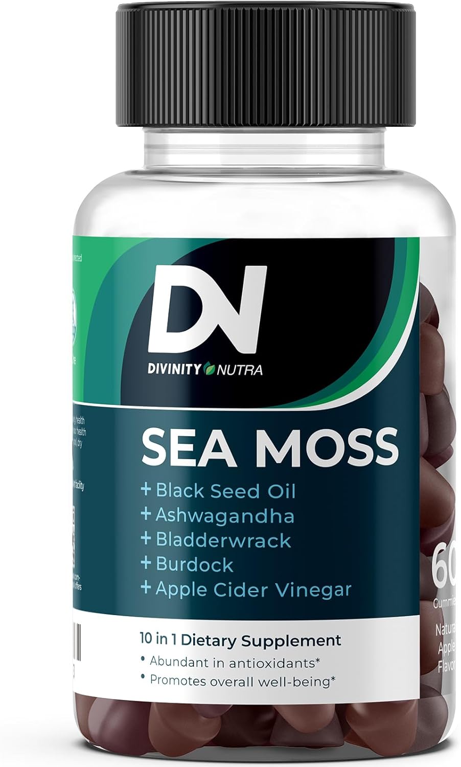 Sea Moss Gummies, Black Seed Oil Gummies, Ashwagandha Bladderwrack, Burdock Turmeric Apple Cider Vinegar Manuka Honey Dandelion - for Immune and Digestive Support 60 Count - Image 2