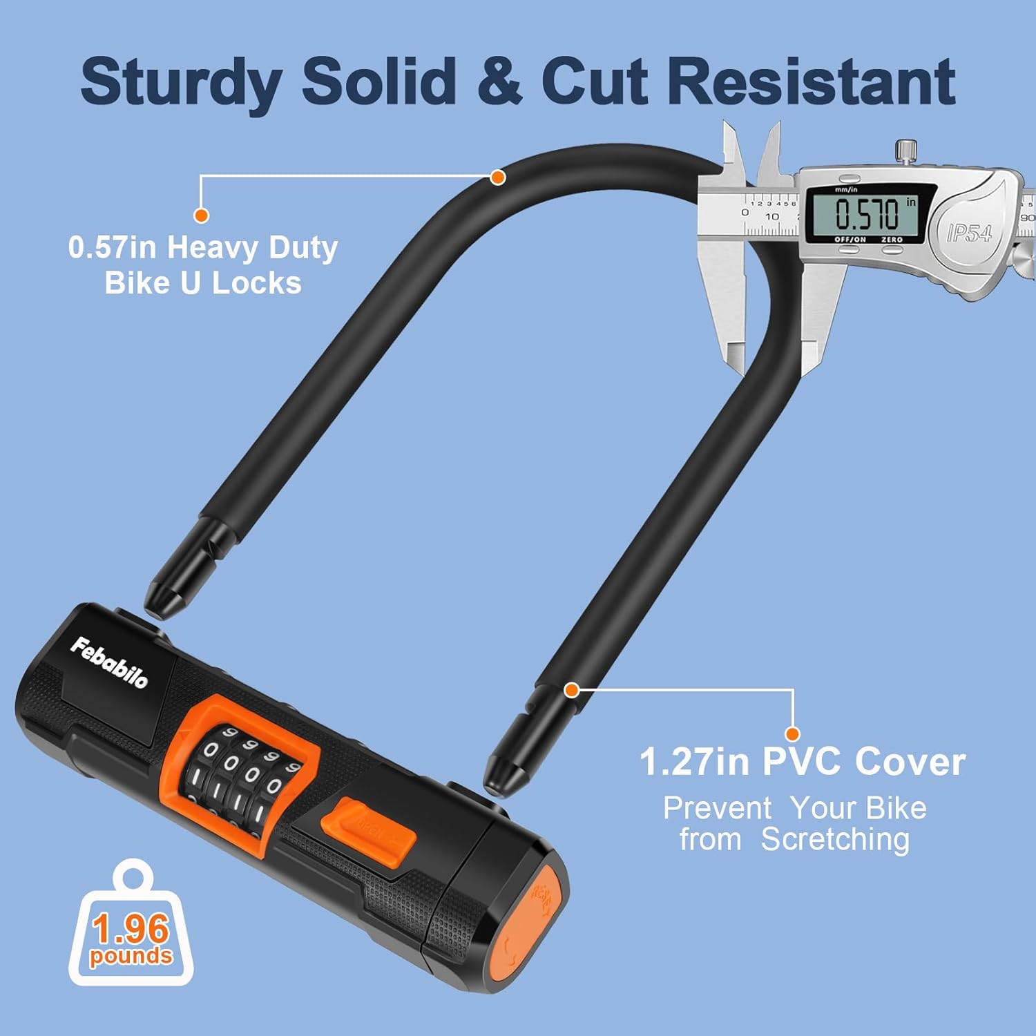 Bike Locks Heavy Duty Anti Theft, Combo Bike U Lock, 4-Digit Resettable Combination E-Bike Large U Shaped Lock with 5Ft Steel Cable for Electric Bike, Bicycle, Escooter, Motorcycle,Door - Image 5