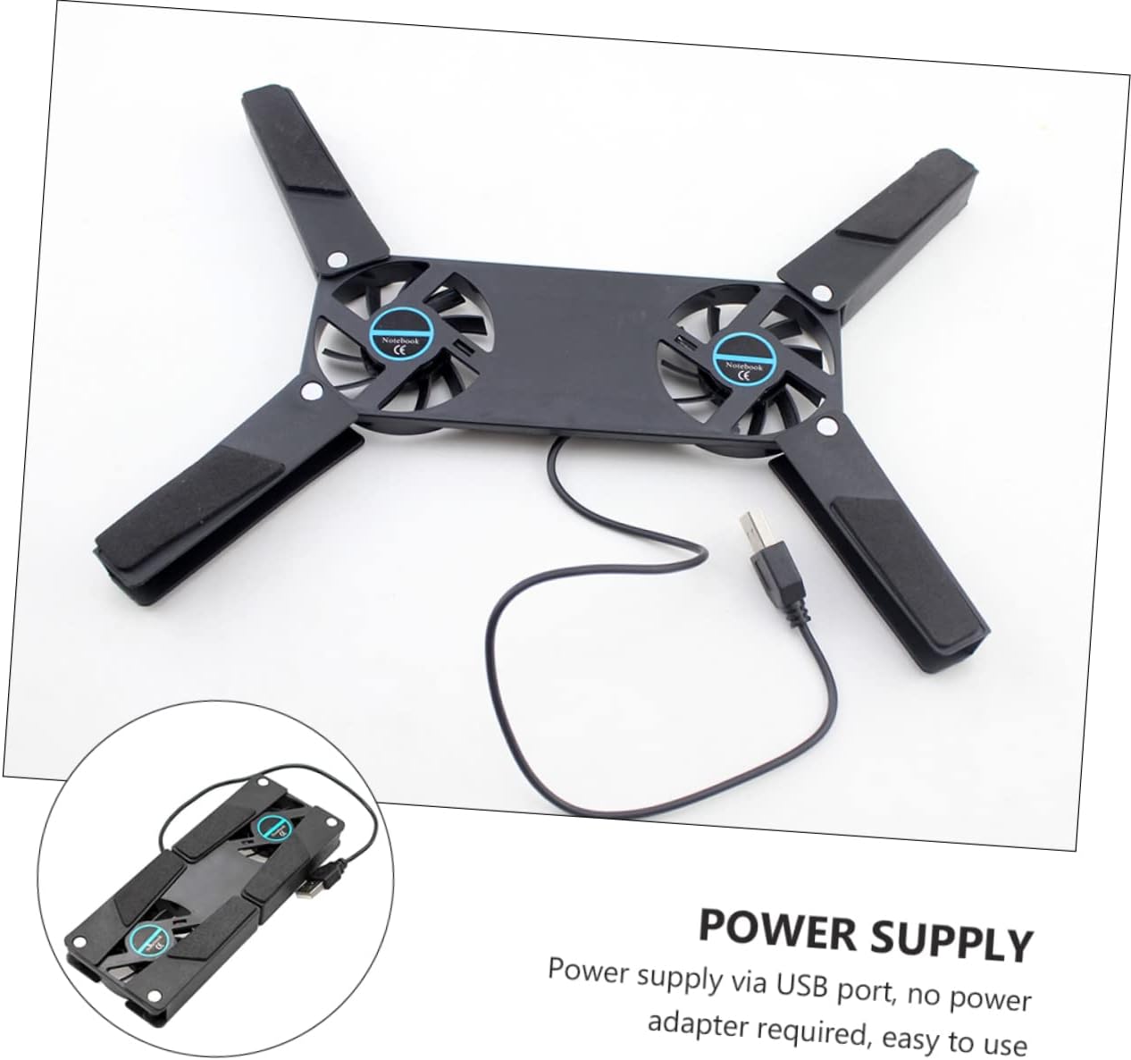 2pcs Laptop Cooling Pad Dual Fans Powered Notebook Cooler Folding Design Ventilated Support Stand Pad for Laptops - Image 3