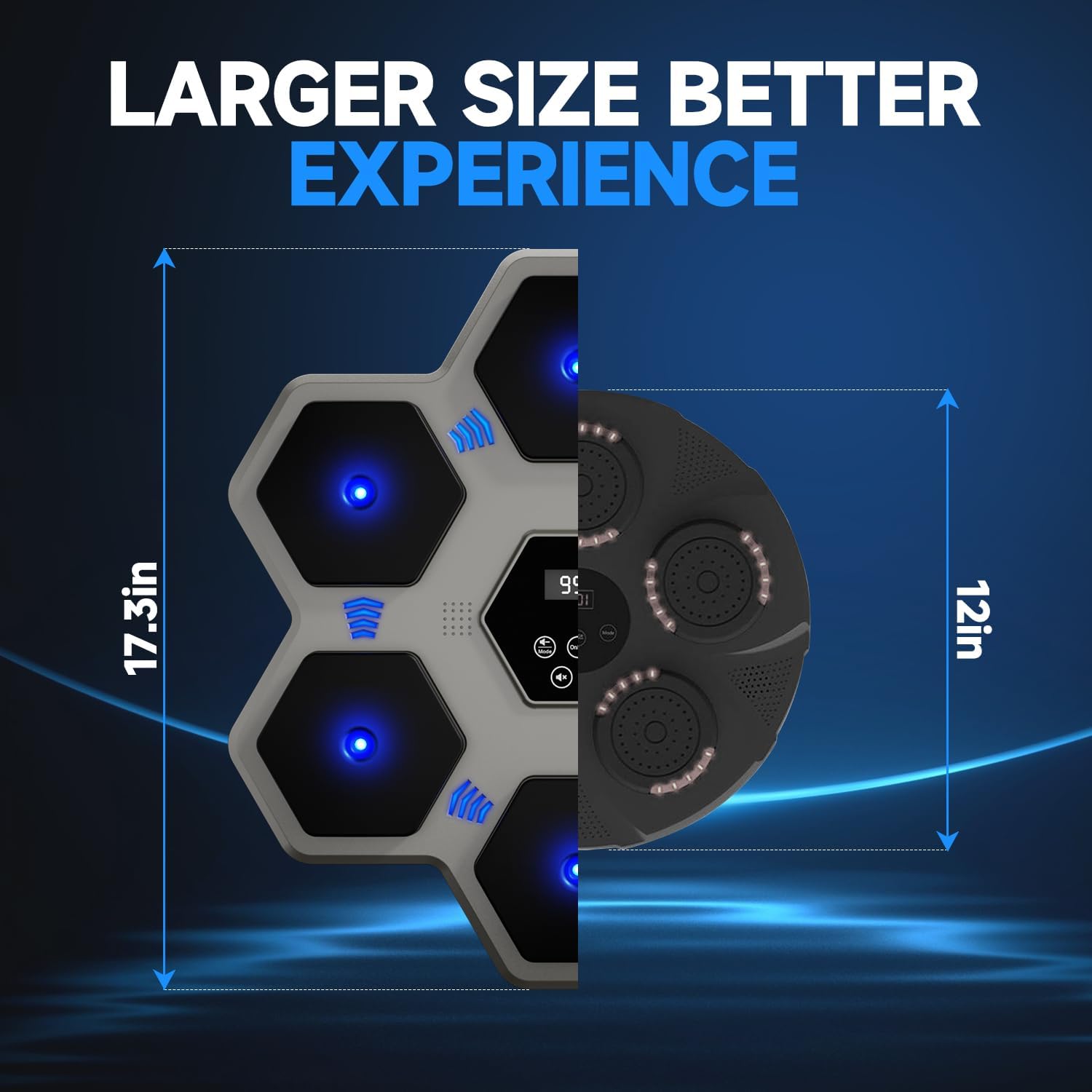Music Boxing Machine with Gloves for Adults & Kids,5 Button LCD Touch Control with One Button Mute & Rhythm Recognition,17.3'' Large Size Wall Mounted Boxing Target for Home Gym,HIFI Bluetooth Speaker - Image 5