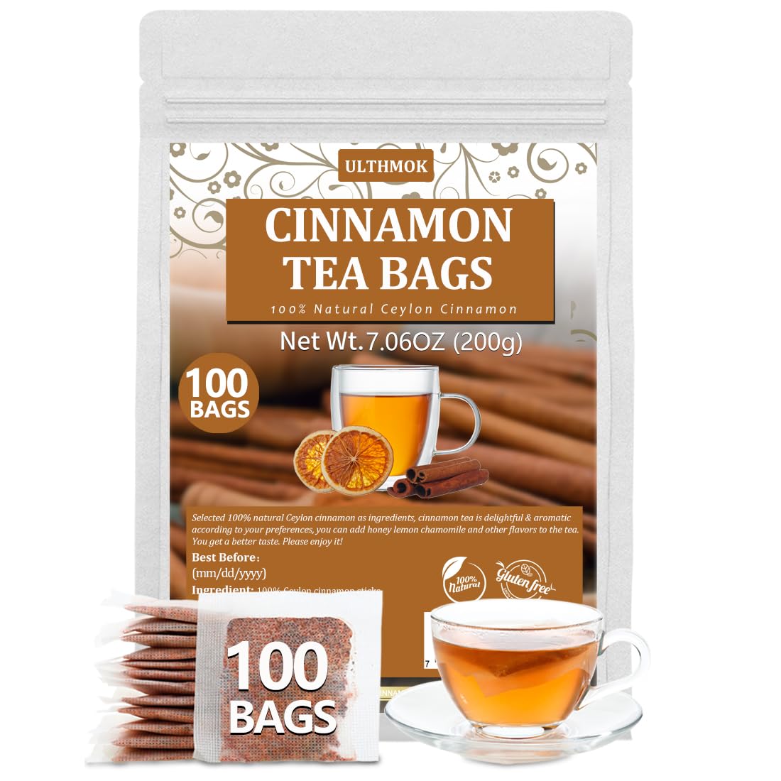 Premium 100 Pure Ceylon Cinnamon Tea Bags, Made with 100% Ceylon Cinnamon Sticks, No Additives & Caffeine Free. - Image 2