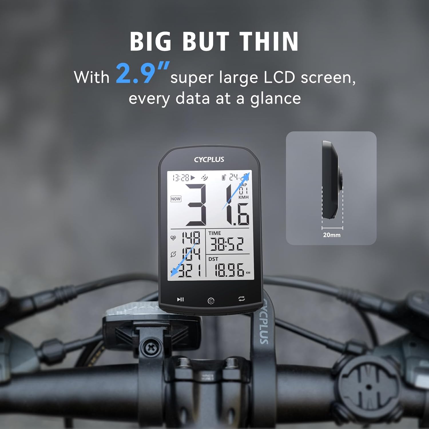 CYCPLUS GPS Wireless Bike Computer, Cycling Computer GPS with Bluetooth/ANT+, Bike Speedometer with 2.9 LCD Screen, Auto Backlight IPX6 Waterproof (New Upgraded) - Image 3