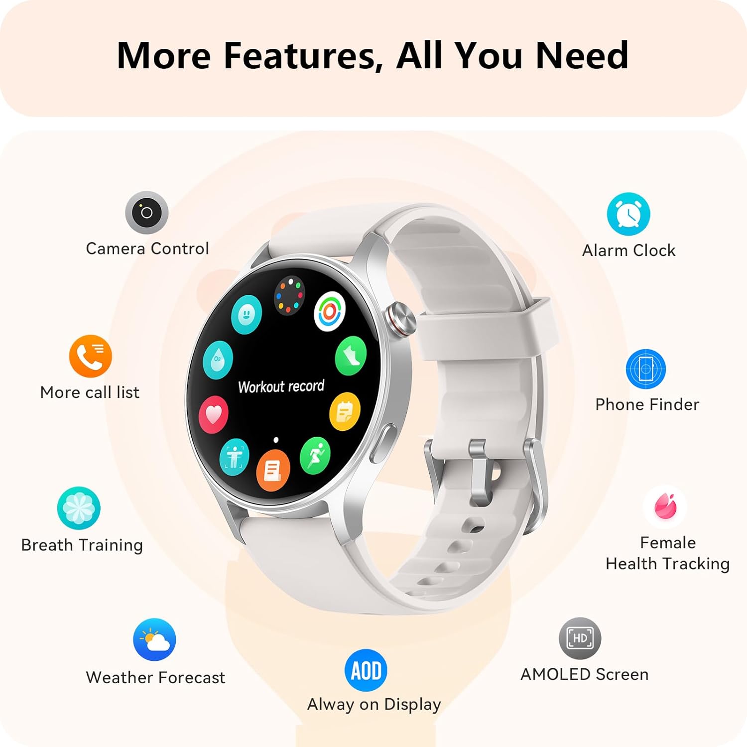aeac Smart Watch for Men Women, AMOLED Ultra-Clear Screen Fitness Trackers with Heart Rate/Sleep/SpO2 Monitor, Smartwatch for iPhone/Samsung/Android, 110+ Sport Modes Waterproof Reloj Inteligente - Image 8