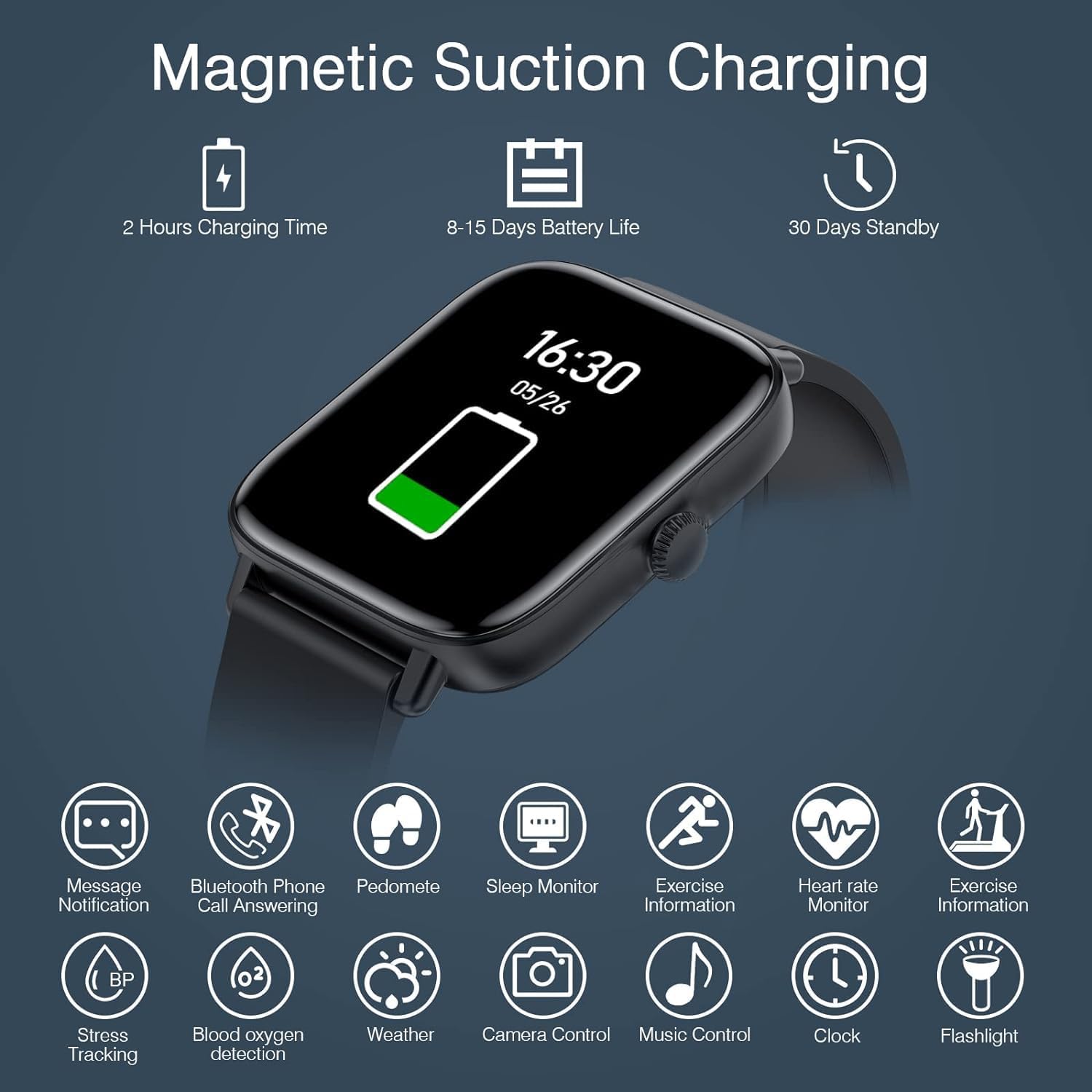Smart Watch for Men Women (Answer/Make Calls) 1.83" Smartwatch for Android iOS Phone Compatible IP67 Waterproof Fitness Activity Tracker Watch Heart Rate Sleep Blood Pressure Monitor - Image 8
