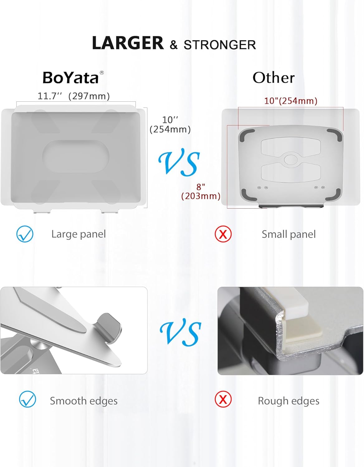 BoYata Laptop Stand, Laptop Holder, Multi-Angle Stand with Heat-Vent, Adjustable Notebook Stand for Laptop up to 17 inches-Silver - Image 6