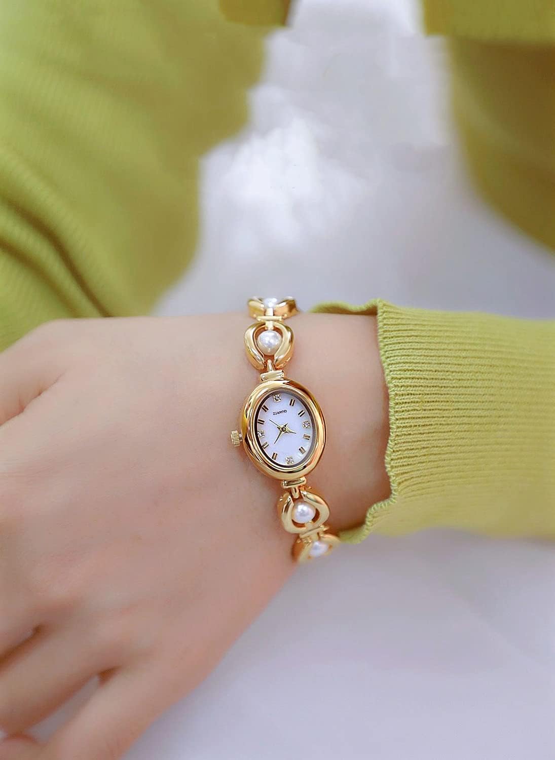 ADSBIAOYE Elegant Pearl Women's Dress Watch Fashion Oval dial Gift Women's Waterproof Watch - Image 3
