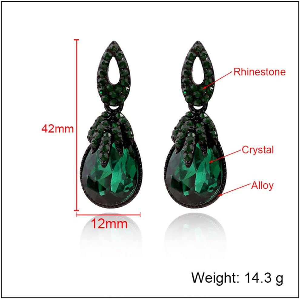 Vintage Rhinestone Dangle Earrings for Women Girls Dark Green Teardrop Crystal Drop Statement Huggie Studs Retro Boho Earring Luxury Birthday Wedding Party Jewelry - Image 6
