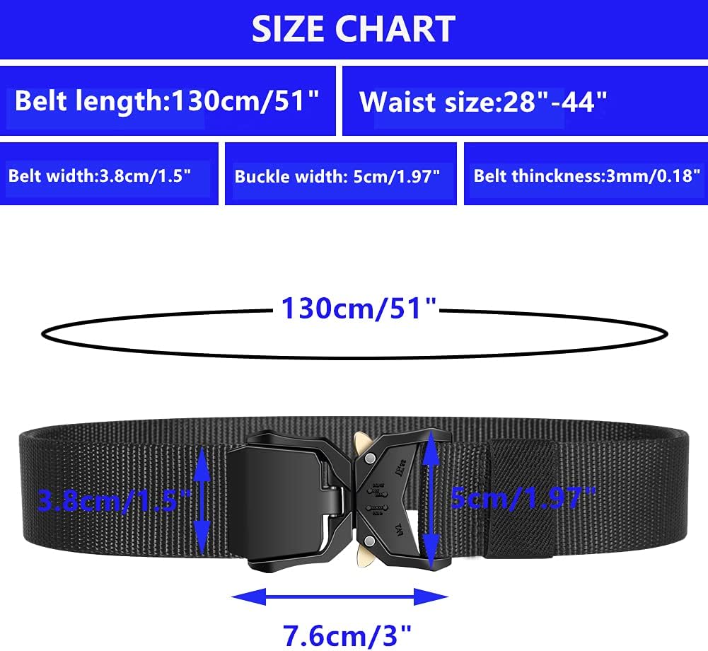 3-Pack Tactical Belt,Military Style Belt, Riggers Belts for Men, Heavy-Duty Quick-Release Aluminum Alloy Buckle with Extra MOLLE Hook - Image 5