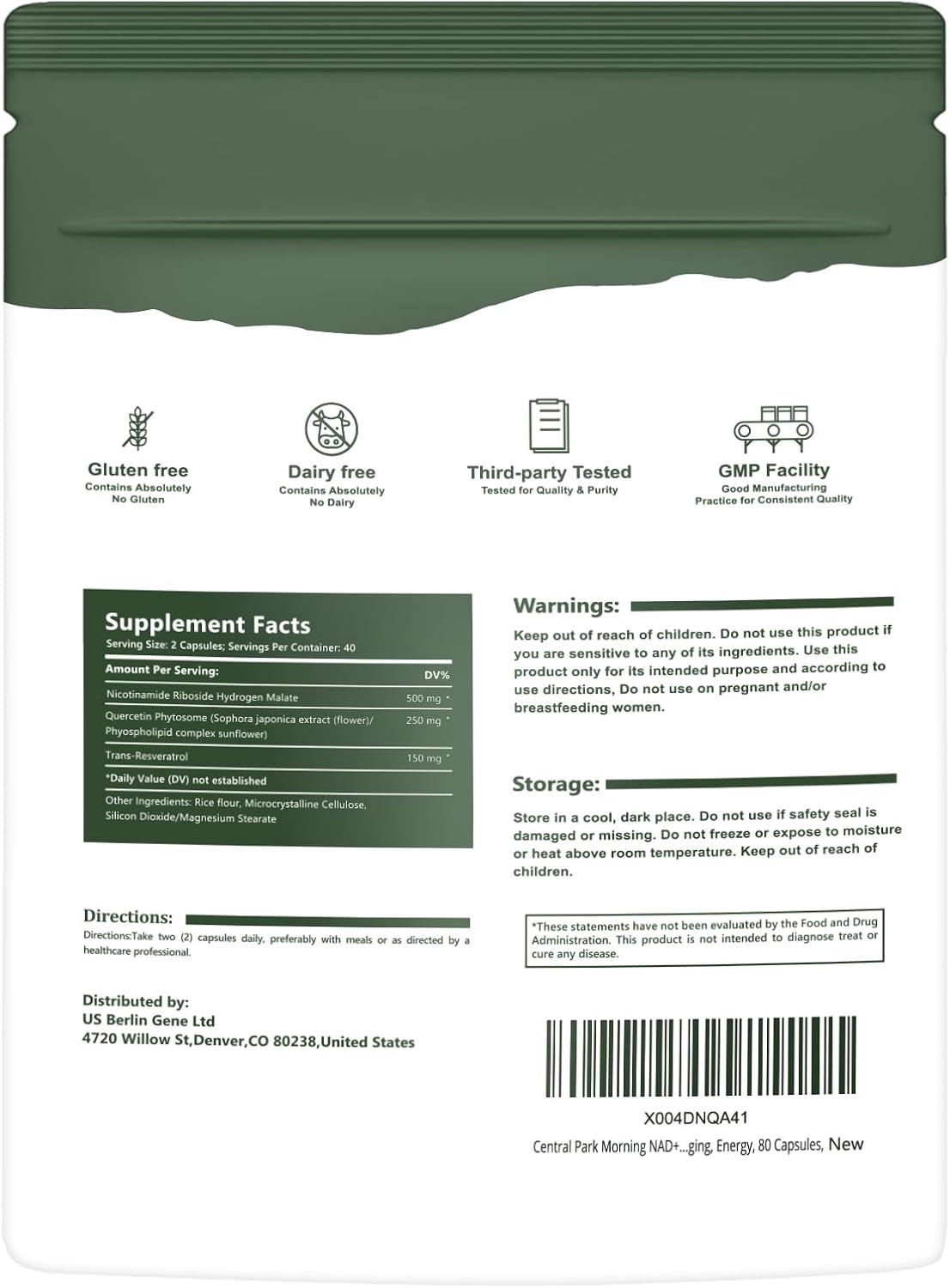 NAD+ Supplement - Liposomal Nicotinamide Riboside Supplement, NAD Nicotinamide Riboside Resveratrol 900mg for Anti-Aging, Energy, 80 Capsules, - Image 3