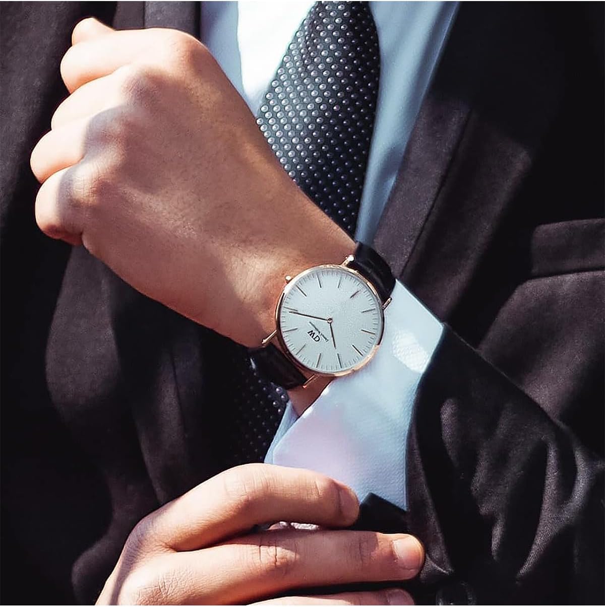 Daniel Wellington Classic Sheffield Watch, Italian Black Leather Band - Image 3