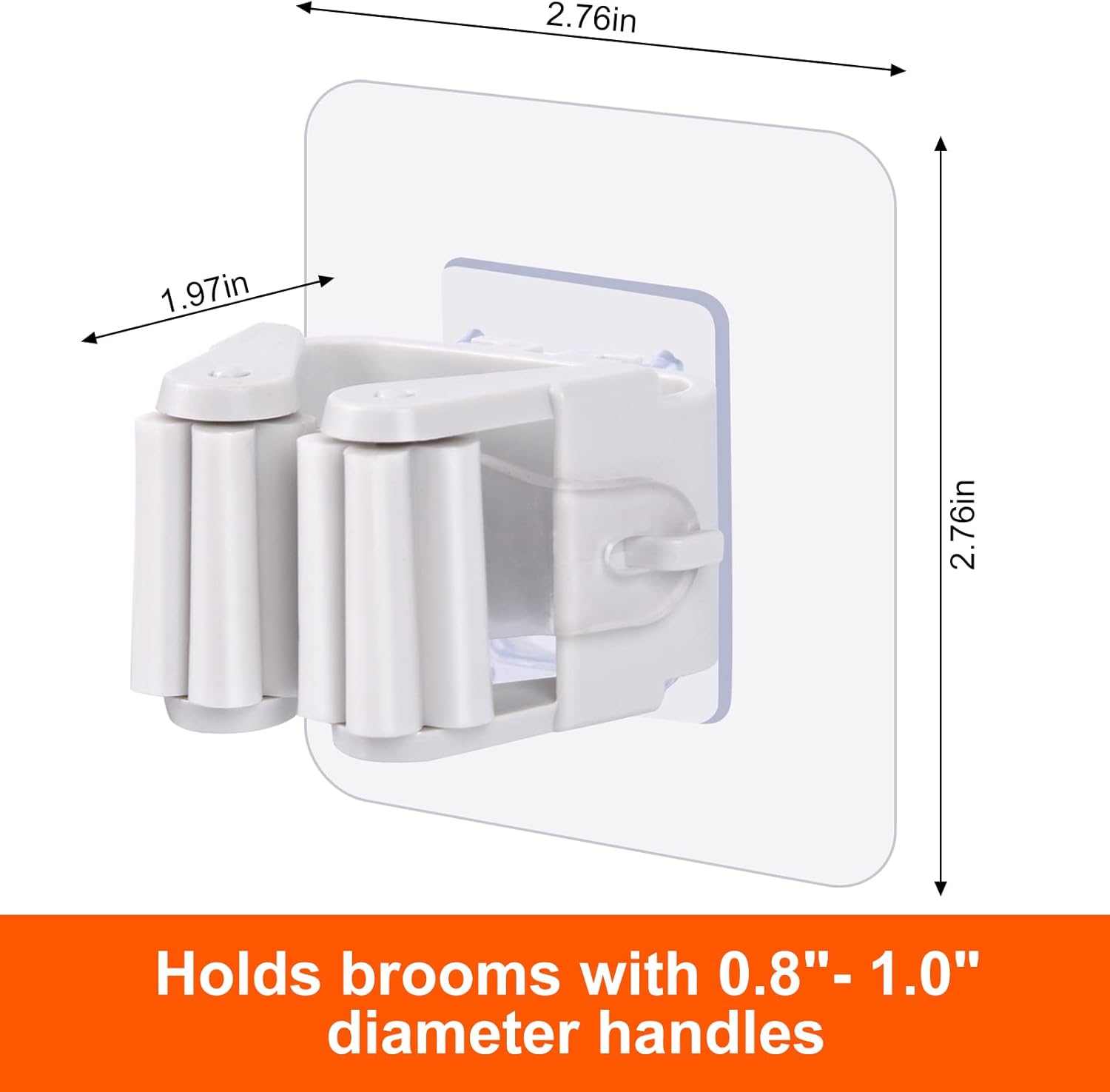4- Pack Mop and Broom Holder Wall Mount, Broom Gripper Holds Self Adhesive No Drilling, Broom and Dustpan Hanger for For Home Garden Garage And Storage, 4 Packs - Image 4