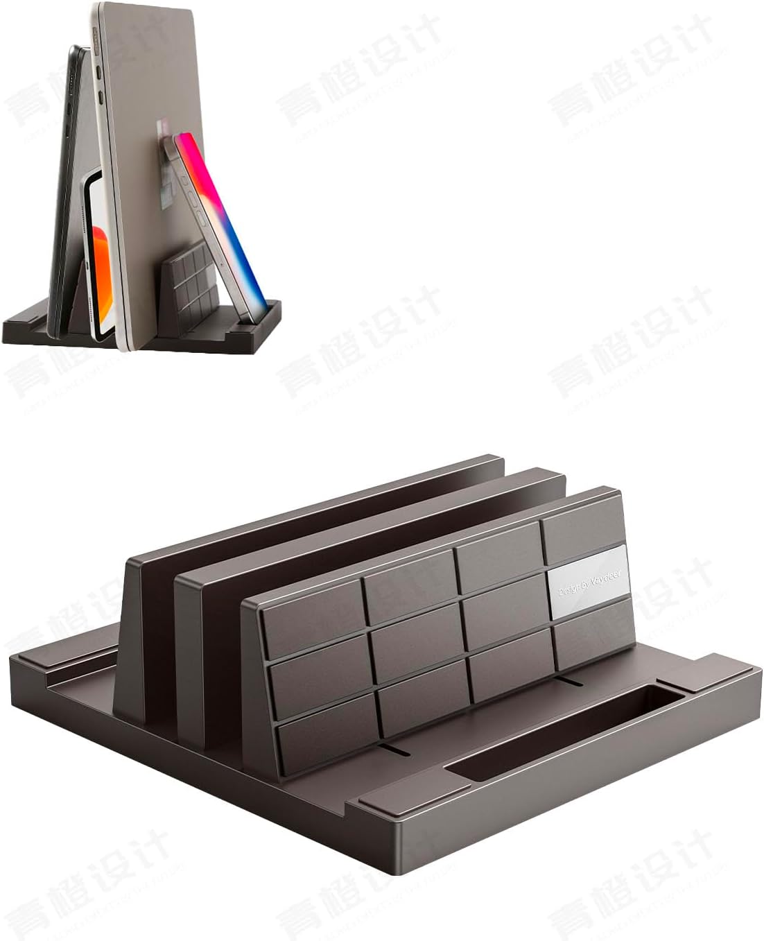 Vaydeer Vertical Laptop Stand Desktop Stand Holder with Adjustable Dock Size, 4-in-1 Design Plastic Laptop Holder Fits All MacBook, Surface, Chromebook Gaming Laptops Chocolaty - Image 2