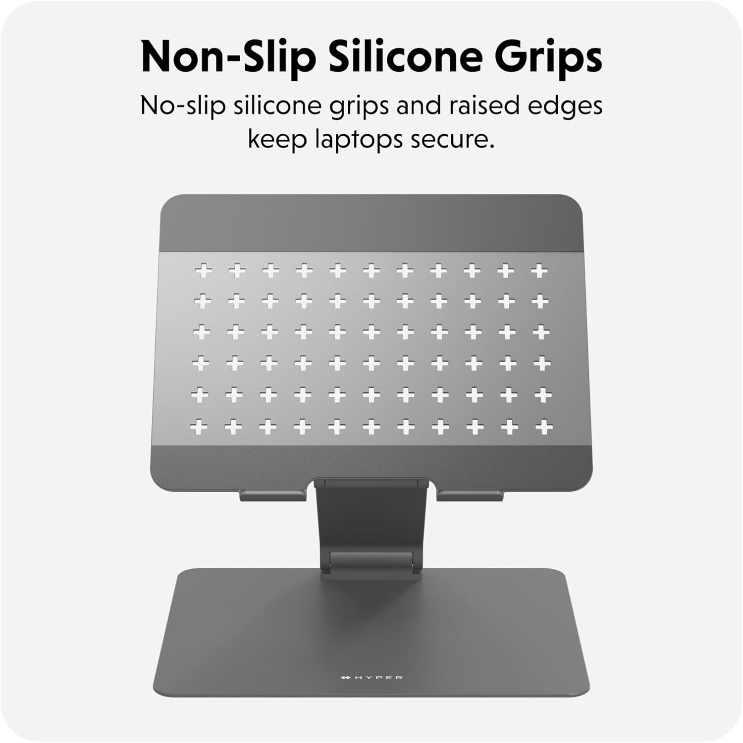 Hyperspace Adjustable Laptop Stand — Sleek, Foldable, Portable Aluminum Laptop Stand for 16” Devices — Height Adjustable to 22”, Optimal Cooling, Non-Slip Grips - Image 6