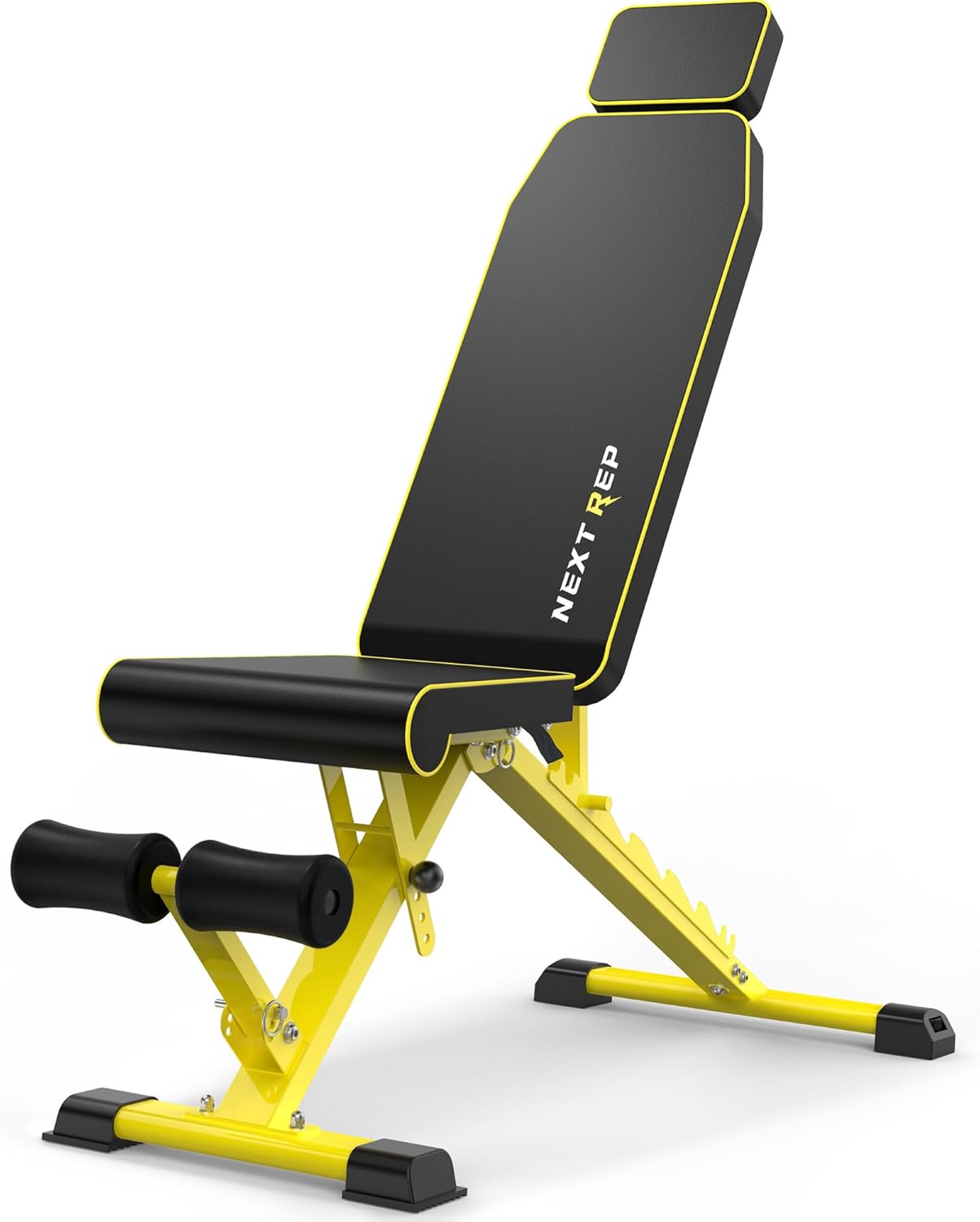 Adjustable Weight Bench,1000 LB Fast Folding Workout Bench for Home Gym Strength Training, Incline Decline Flat Utility Bench Press for Full Body Workout, Upright Storage Yellow Exercise Bench - Image 2