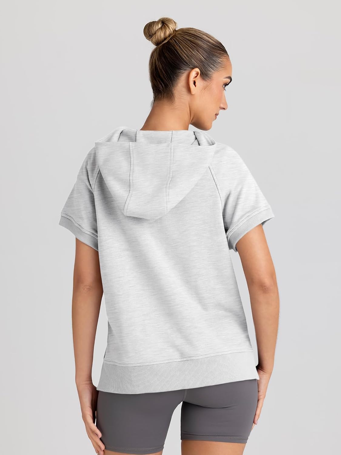 AUTOMET Oversized Hoodies for Women Short Sleeve Half zip Sweatshirt Fleece Loose Fit Pullover 2025 Fall Fashion Outfits - Image 5