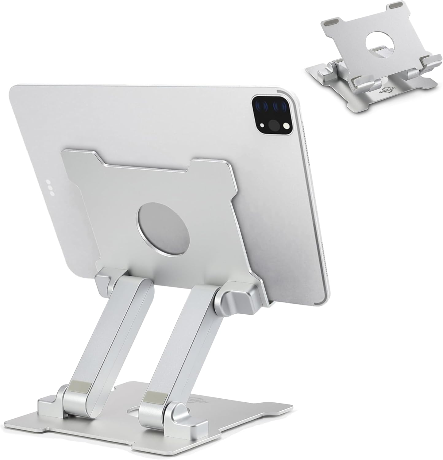 KABCON Quality Tablet Stand,Adjustable Foldable Eye-Level Aluminum Solid Up to 15-in Tablets Holder for Microsoft Surface Series Tablets,iPad Series,Samsung Galaxy Tabs,Amazon Kindle Fire,Etc.Silver - Image 2