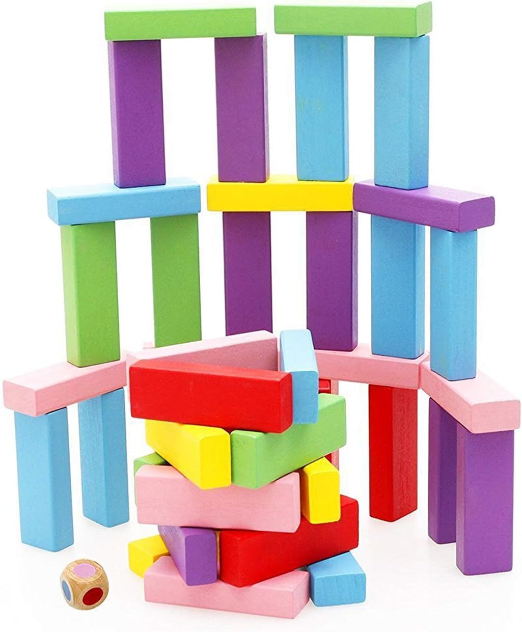 Lewo Wooden Stacking Board Games Building Blocks for Kids Boys Girls- 48 Pieces - Image 3