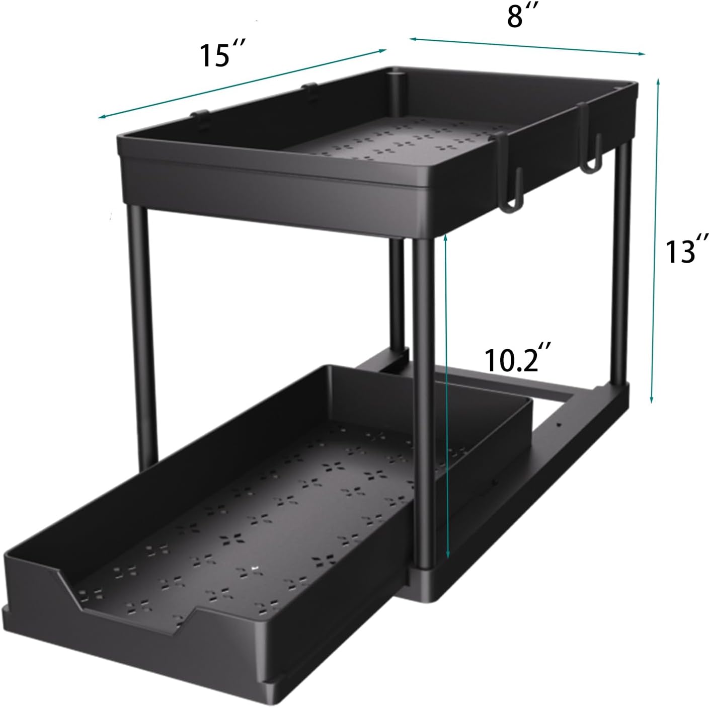 Under Sink Organizer 2 Pack, Bathroom Cabinet Organizer, 2 Tier Sliding Cabinet Basket Organizer Drawer, Multi-Purpose Bath Collection Baskets for Bathroom (Black) - Image 3